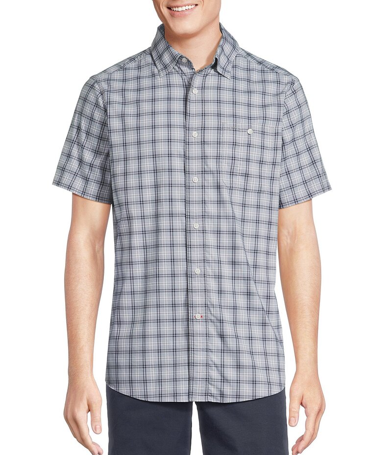 【送料無料】 ダニエル クレミュ メンズ シャツ トップス Blue Label Big & Tall Performance Stretch Plaid Short Sleeve Woven Shirt Sleet