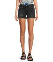 【送料無料】 レバ レディース ハーフパンツ・ショーツ ボトムス Mid Rise 5 Pocket Frayed Hem Stretch Denim Cut Off Shorts Black