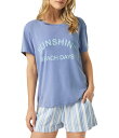 【送料無料】 スプレンディット レディース シャツ トップス Graphic Knit Crew Neck Short Sleeve Boxy Tee Sunshine Beach(4)