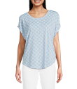 【送料無料】 ラッキーブランド レディース シャツ トップス Sandwash Printed Crew Neck Dolman Short Sleeve Tee Blue Geo