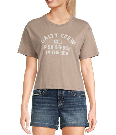 【送料無料】 ソルティークルー レディース シャツ トップス Boat Shop Short Sleeve Cropped T-Shirt Taupe 【送料無料】 ソルティークルー レディース シャツ トップス Boat Shop Short Sleeve Cropped T-Shirt Taupe