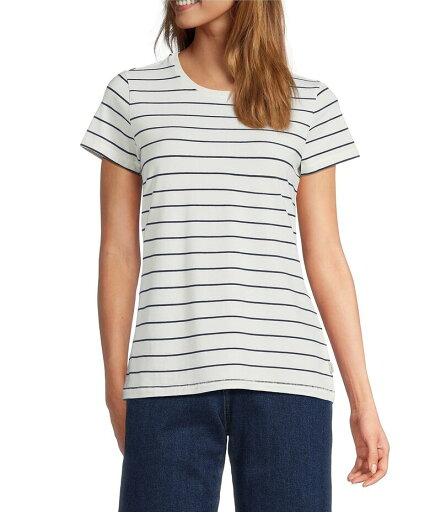 【送料無料】 エルエルビーン レディース シャツ トップス Crew Neck Short Sleeve Stripe Tee Shirt Sailcloth/Classic Navy 【送料無料】 エルエルビーン レディース シャツ トップス Crew Neck Short Sleeve Stripe Tee Shirt Sailcloth/Classic Navy