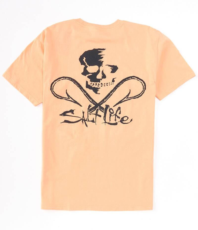 ソルトライフ メンズ トップス シャツ プリント Tシャツ Salt Life Skull And Hooks Screen Print Shor..