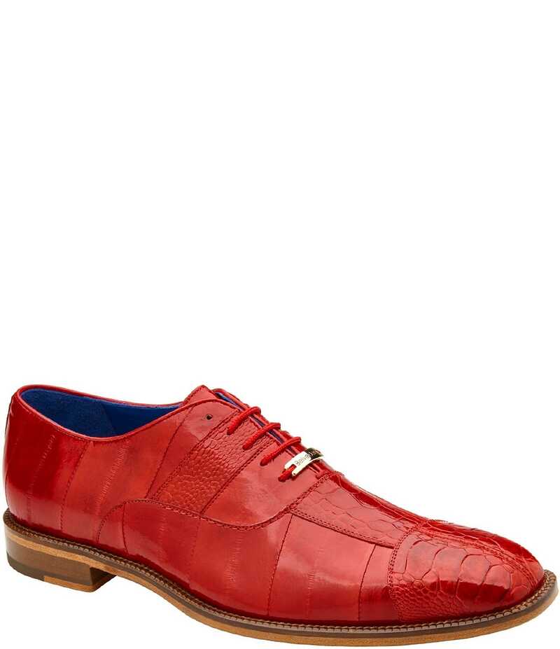 ベルヴェデール メンズ シューズ ドレスシューズ Red Belvedere Men's Mare Ostrich Cap-Toe Dress Oxfords