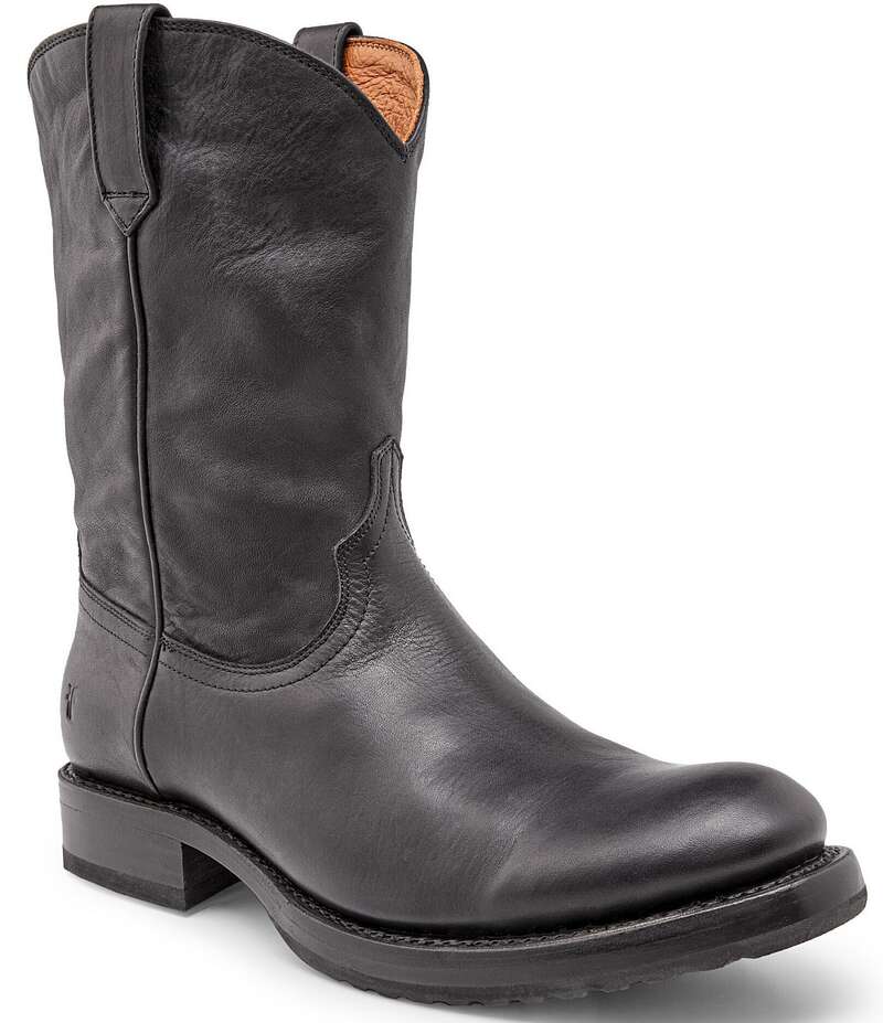 【送料無料】 フライ メンズ ブーツ・レインブーツ シューズ Men's Duke Western Roper Leather Boots Black