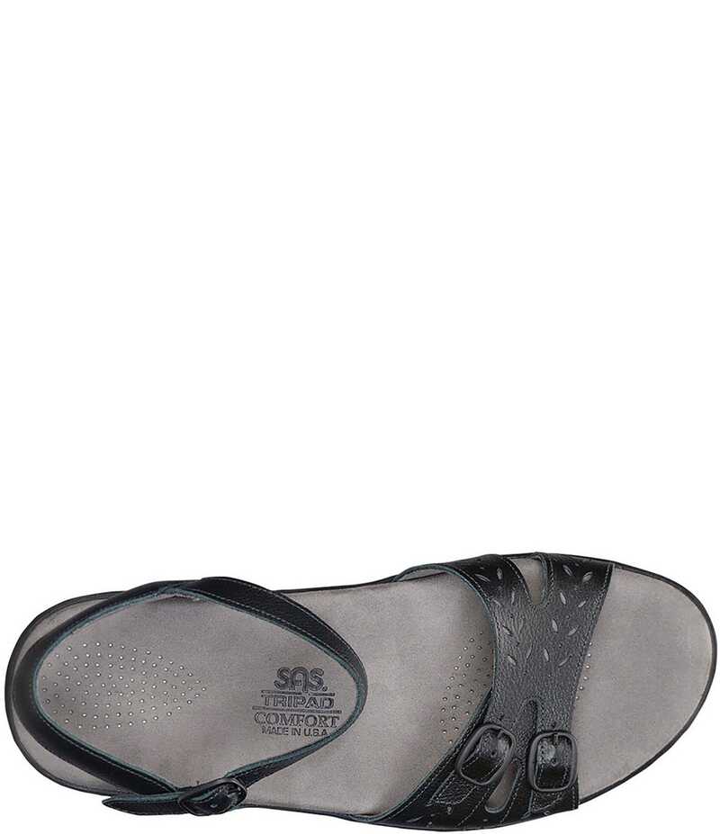 サス レディース シューズ サンダル レザー SAS Duo Leather Buckle Detail Sandals Black ブラック