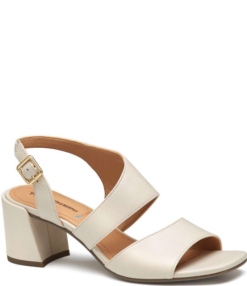 【送料無料】 ジョンストンアンドマーフィー レディース ヒール シューズ Everly Asymmetrical Slingback Dress Sandals Bone