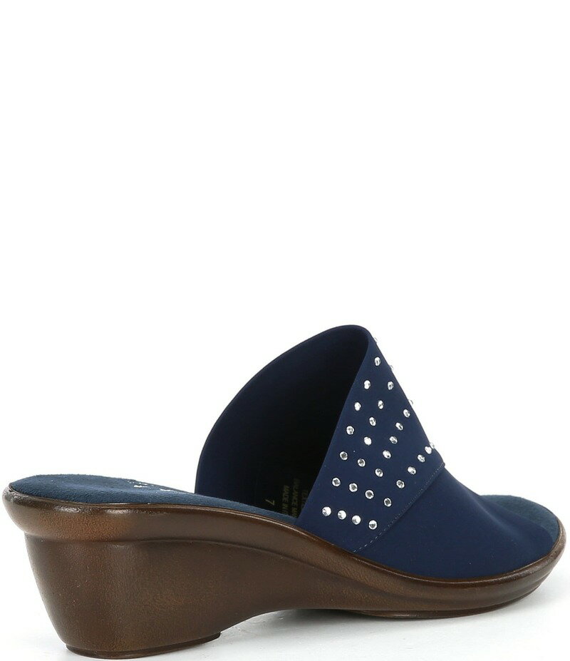 オネックス レディース シューズ サンダル Onex Nori Rhinestone Elastic Wedge Sandals Navy ネイビー