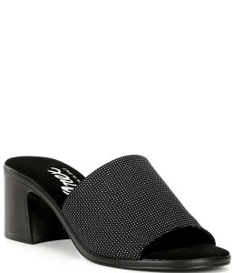オネックス レディース シューズ サンダル ヒール Onex Rebecca Iridescent Fabric Banded Block Heel Slip-On Sandals Black ブラック