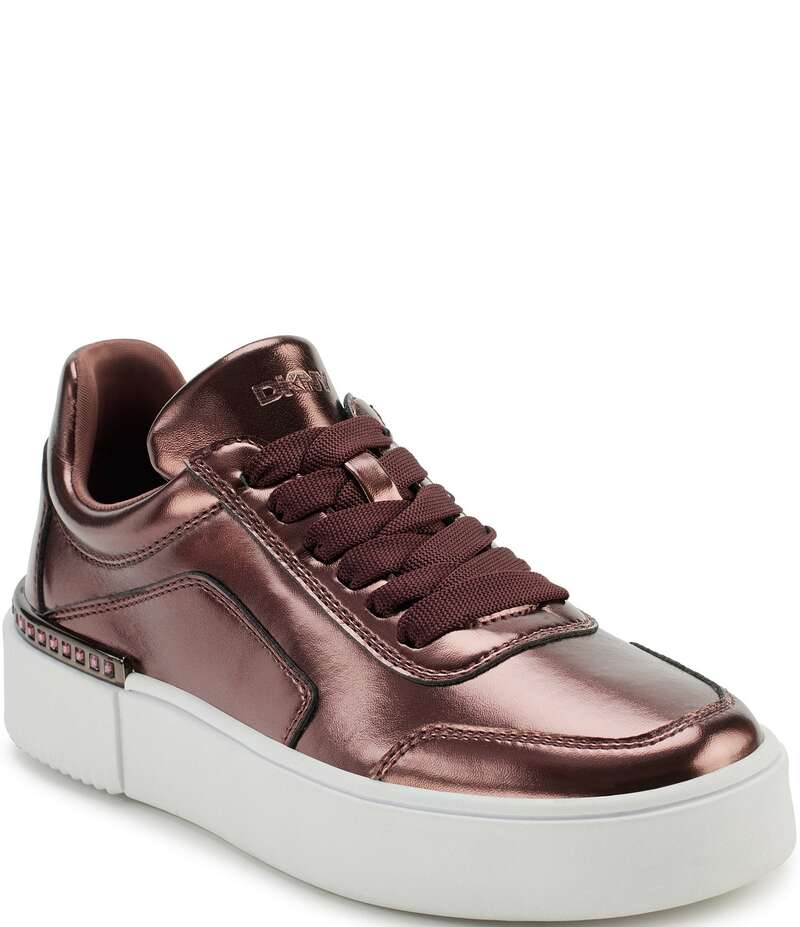 ダナキャラン レディース ボトムス カジュアルパンツ プラットフォーム トール スニーカー レース レザー DKNY by Donna Karan Beverley Metallic Leather Lace Up Platform Sneakers Antique Rose メタリック
