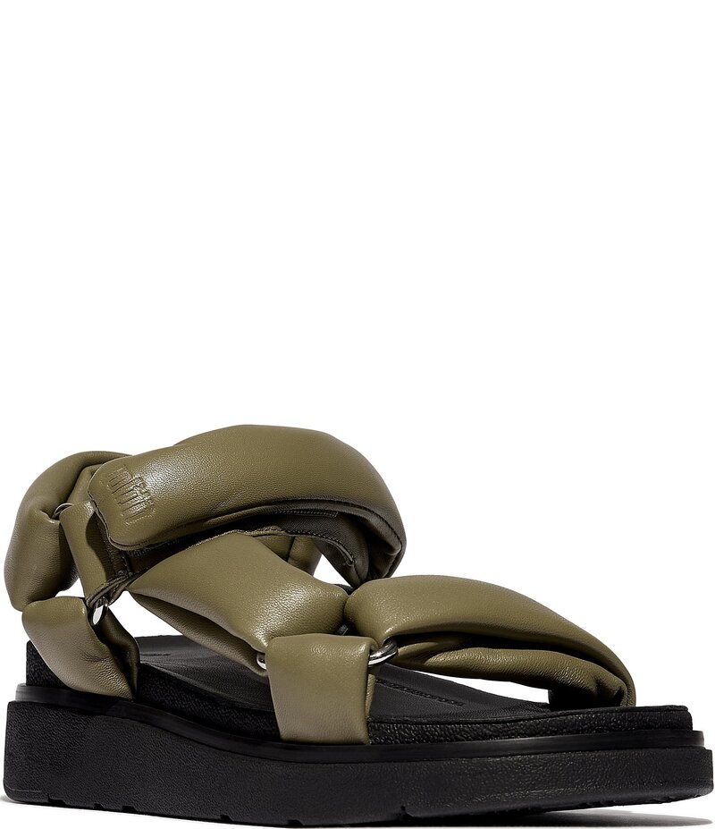 フィットフロップ レディース シューズ サンダル レザー FitFlop Gen-FF Soft-Leather Back-Strap Wedge Sandals Camo Green グリーン