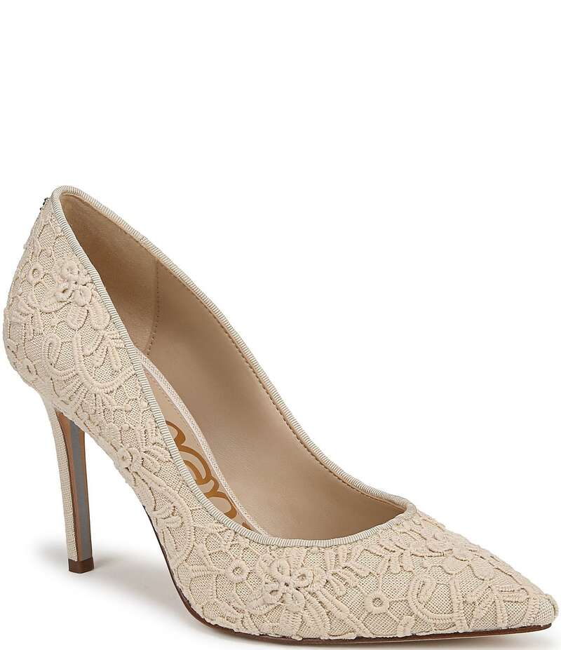 【送料無料】 サムエデルマン レディース ヒール シューズ Hazel Orchid Lace Pointed Toe Pumps Ivory/Natural