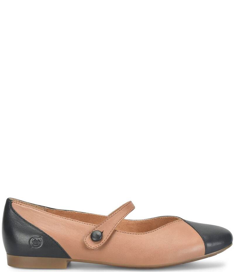 ボーン レディース シューズ パンプス カラーブロック レザー Born Pandora Colorblock Leather Mary Jane Flats Teak/Black ブラック
