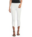 【送料無料】 インベストメンツ レディース カジュアルパンツ ボトムス Slim Factor by Investments Ponte Knit No Waist Scallop Hem Capri Pull-On Pants White