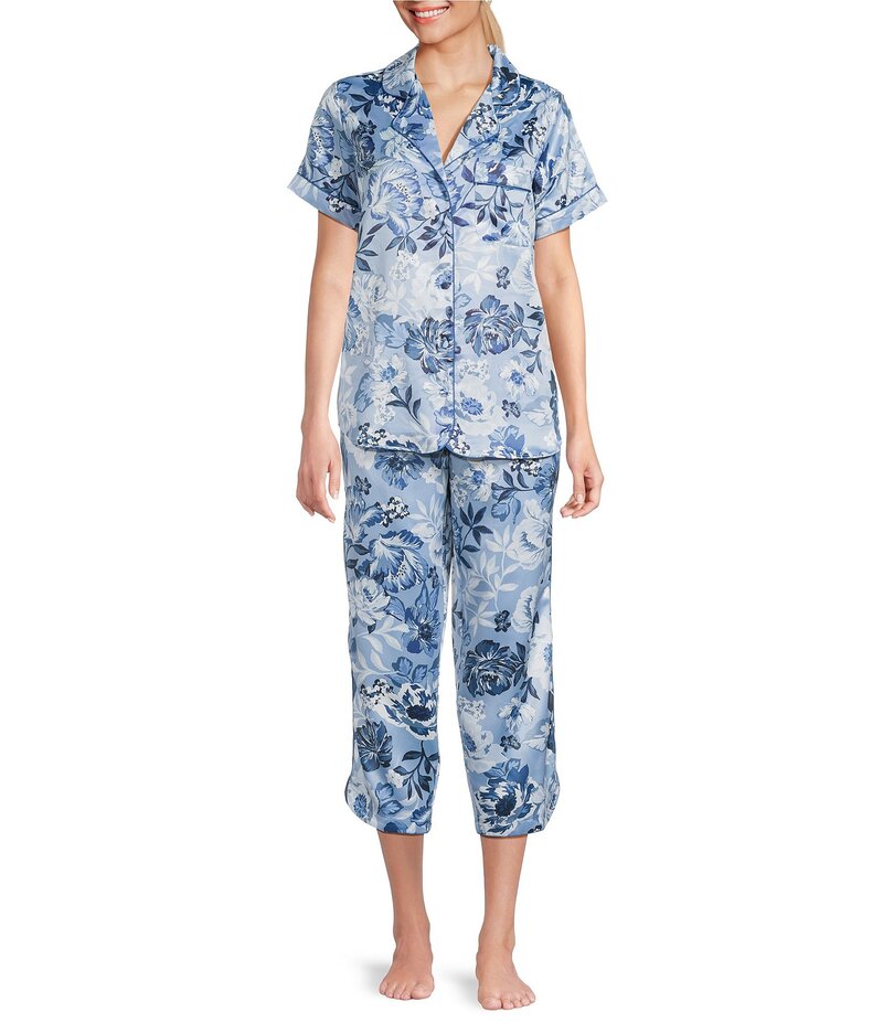 カベルネ レディース アンダーウェア ナイトウェア フラワー柄 プリント サテン キャップ フラワー Cab..