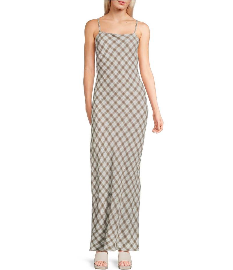 ブルーペッペーブルーペッパー レディース トップス ワンピース マキシ Blu Pepper Plaid Maxi Slip Dr..