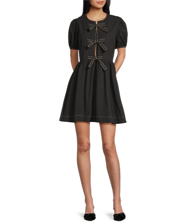 ブルーペッペーブルーペッパー レディース トップス ワンピース Blu Pepper Short Sleeve Tie Front Ba..