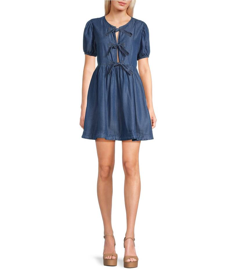 ブルーペッペーブルーペッパー レディース トップス ワンピース Blu Pepper Chambray Short Sleeve Tie..