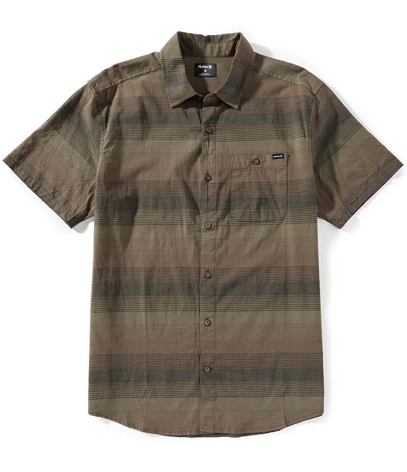 ReVida ŷԾŹ㤨֥ϡ졼  ȥåץ  Hurley Lido Striped Short Sleeve Woven Shirt Olive ꡼֡פβǤʤ19,480ߤˤʤޤ