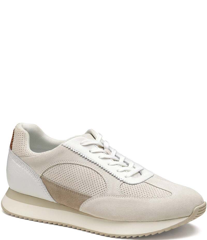 ジョンストンアンドマーフィー メンズ シューズ ドレスシューズ スニーカー スエード レザー Johnston & Murphy Men's Chase Perfed T-Toe Suede and Leather Sneakers White ホワイト