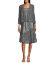 【送料無料】 コマロフ レディース ワンピース トップス Two Piece V-Neck A-Line Mixed Media Jacket Dress Tr...