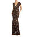 【送料無料】 マックダガル レディース ワンピース トップス Sequin Mesh Plunge V-Neck Short Sleeves Column Go...