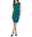 【送料無料】 カール ラガーフェルド レディース ワンピース トップス Bow Waist Scuba Crepe Sheath Dress Evergreen(4)