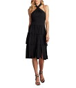 【送料無料】 タダシショージ レディース ワンピース トップス Halter Fringe Crepe Midi Dress Black