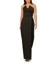 【送料無料】 アイダンマットックス レディース ワンピース トップス Satin Strapless Side Slit Sheath Dress Black