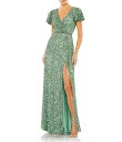【送料無料】 マックダガル レディース ワンピース トップス Sequined Wrap Over Butterfly Sleeve Draped Gown S...
