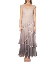 【送料無料】 コマロフ レディース ワンピース トップス V-Neck Cap Sleeve Ombre Tired Dress Beige