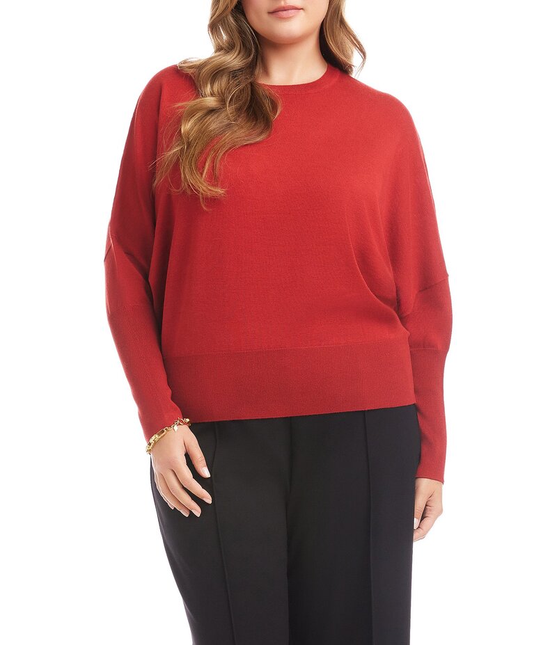 カレンケーン レディース アウター ニット・セーター クルーネック プラスサイズ セーター ニット Kare..