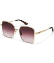 【送料無料】 クエイ レディース サングラス・アイウェア アクセサリー Women's 5th Ave 56mm Square Sunglasses Brushed Gold/Plum To Pink