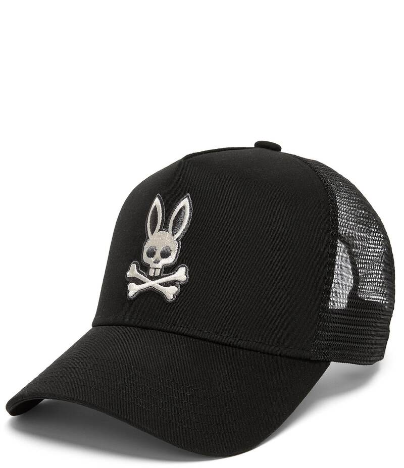 サイコバニー メンズ アクセサリー 帽子 キャップ Psycho Bunny Ryder Trucker Cap Black ブラック