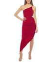 【送料無料】 ジャンプ レディース ワンピース トップス Sleeveless One Shoulder Metallic Knit Asymmetric High-Low Hem Dress Red