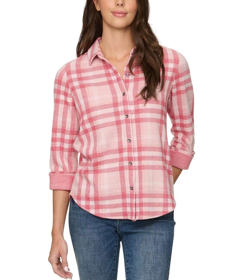 フラッグ アンド アンセム レディース トップス シャツ Flag and Anthem Minot Long Sleeve Plaid Stre..