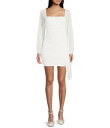 【送料無料】 ジャンプ レディース ワンピース トップス Long Sleeve Square Neck Ruched Drape Detail Dress W...