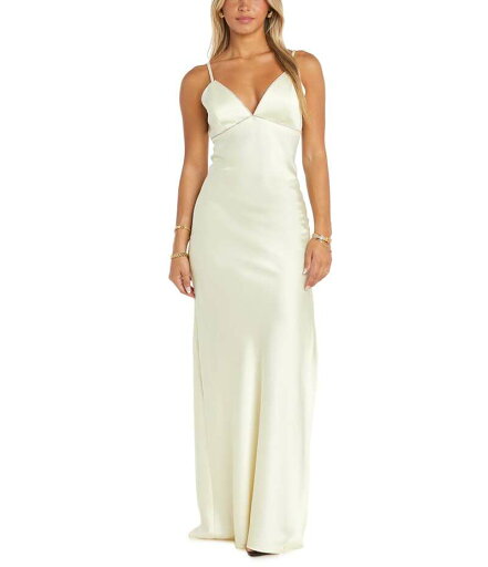 【送料無料】 モルガン レディース ワンピース トップス Sleeveless Spaghetti Strap Satin Rhinestone Trim Dress Cream 【送料無料】 モルガン レディース ワンピース トップス Sleeveless Spaghetti Strap Satin Rhinestone Trim Dress Cream