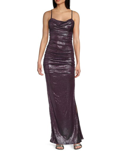 【送料無料】 ハニーアンドロージー レディース ワンピース トップス Spaghetti Strap Cowl Neck Shirred Fitted Gown Purple 【送料無料】 ハニーアンドロージー レディース ワンピース トップス Spaghetti Strap Cowl Neck Shirred Fitted Gown Purple
