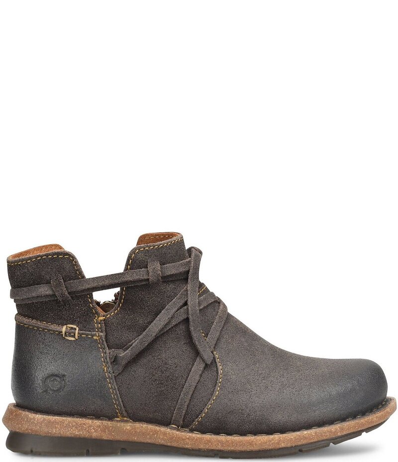 ボーン レディース シューズ ブーツ・レインブーツ レザー Born Tarkiln Leather Wrap Booties Dark Gr..