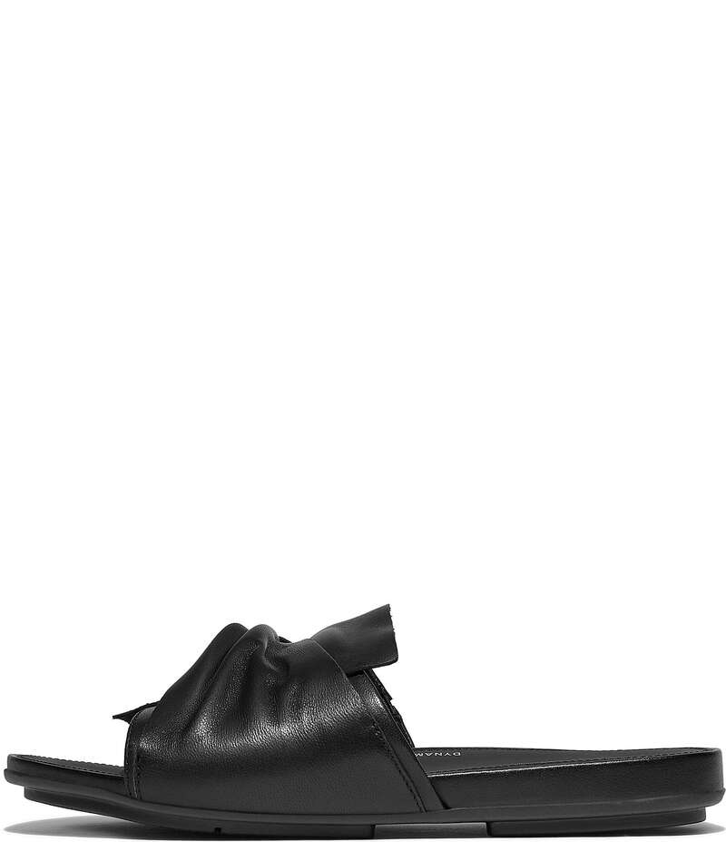 フィットフロップ レディース シューズ パンプス サンダル レザー FitFlop Gracie Soft-Twist Leather Slide Sandals Black ブラック