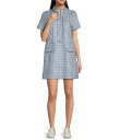 【送料無料】 リリーピュリッツァー レディース ワンピース トップス Teddy Boucle Stand Collar Short Sleeve Fringe Trim Shift Dress Tangerine Teal