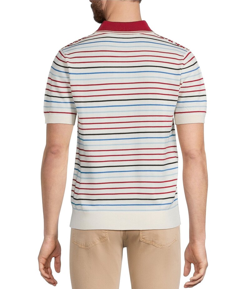ムラノ メンズ トップス シャツ ポロシャツ The Murano Show Collection Jacquard Striped Short Sleeve Polo Shirt Cream クリーム