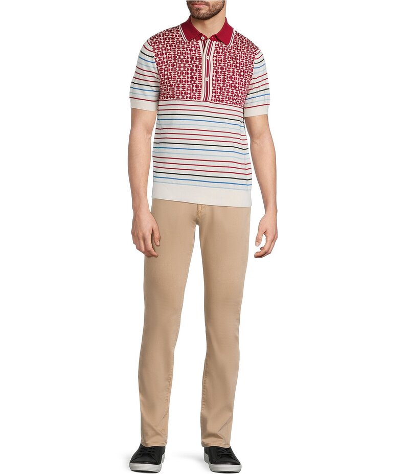 ムラノ メンズ トップス シャツ ポロシャツ The Murano Show Collection Jacquard Striped Short Sleeve Polo Shirt Cream クリーム