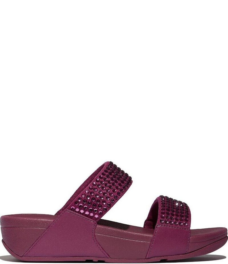 フィットフロップ レディース シューズ サンダル マキシ FitFlop Lulu Maxi-Crystal Embellished Two-Bar Banded Wedge Slide Sandals Ruby ルビー