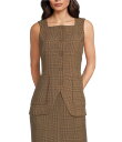 アレックスマリー レディース アウター ベスト Espresso Plaid Alex Marie Nadia Anywhere, Everywhere Coordinating Square Neck Sleeveless Vest