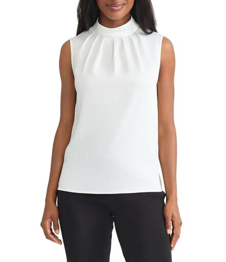 【送料無料】 ミソック レディース シャツ トップス Crepe De Chine Mock Neck Sleeveless Blouse White 【送料無料】 ミソック レディース シャツ トップス Crepe De Chine Mock Neck Sleeveless Blouse White