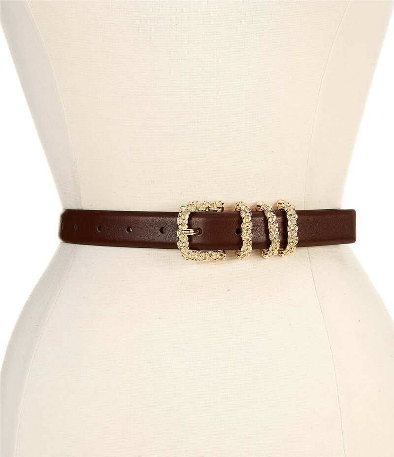 ディラーズ レディース アクセサリー ベルト レザー フェイクレザー Dillard's .94 Chain Multi Loop Faux Leather Belt Brown ブラウン