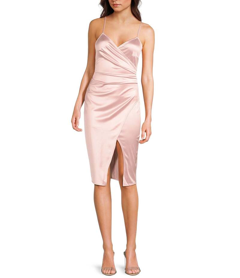 【送料無料】 ハニーアンドロージー レディース ワンピース トップス Center-Slit Midi Wrap Dress Blush