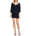 【送料無料】 ビーダーリン レディース ワンピース トップス Glitter Mesh Sweetheart Neck 3/4 Sleeve Corset Ruched Bodycon Dress Navy(4)